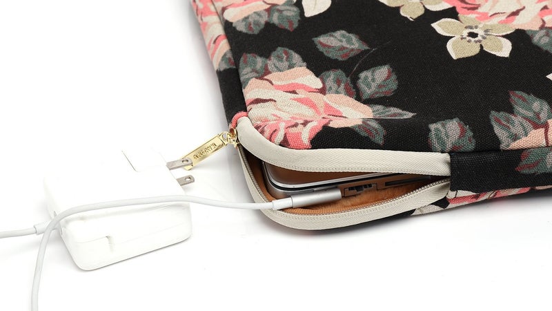 KAYOND Black Rose Patten Canvas Water-Resistant 14.1 Inch Laptop Sleeve - Image 4